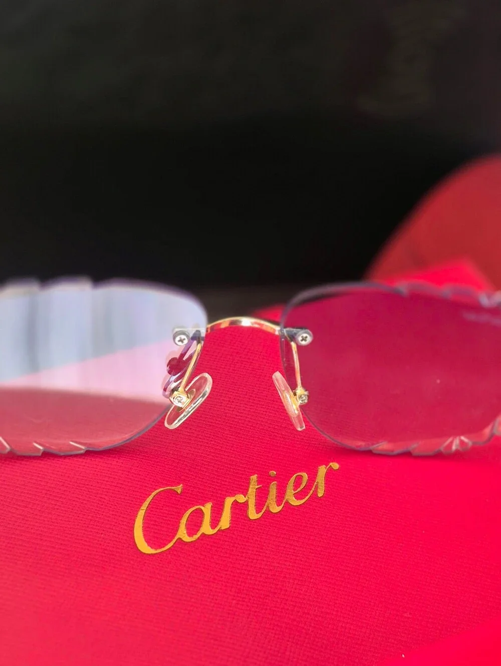 Cartier Rimless Sunglasses with Blue Gradient Lenses